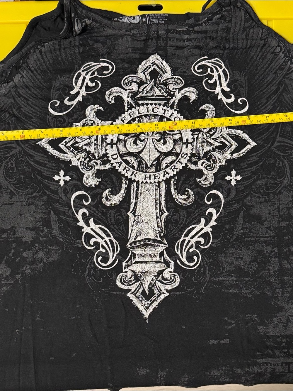 Affliction Black Cold-Shoulder Graphic Camisole with Silver Cross - Picture 4 of 4